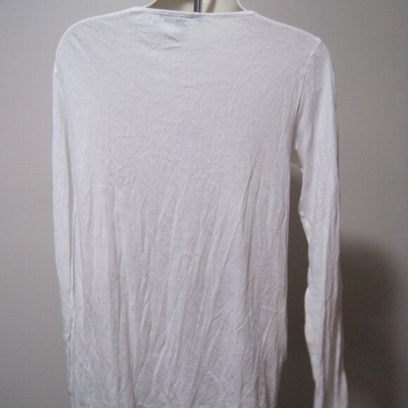 Women’s Express Solid White Cotton Modal Pullover Long Sleeve Shirt Size Medium - Picture 4 of 7